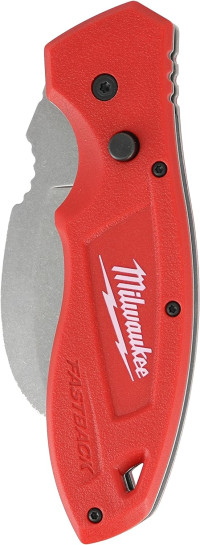 Milwaukee 48-22-1985 Fastback Hawk Bill Folding Knife w/Belt Clip and Lanyard Hole, Metal