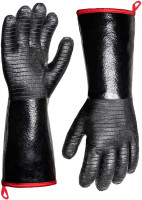 932°F Extreme Heat Resistant Gloves for Grill BBQ,Aillary Waterproof Long Sleeve Pit Grill Gloves for Fryer, Baking, Oven,Smoker,Fireproof, Oil Resistant Neoprene Coating(14-Inch )