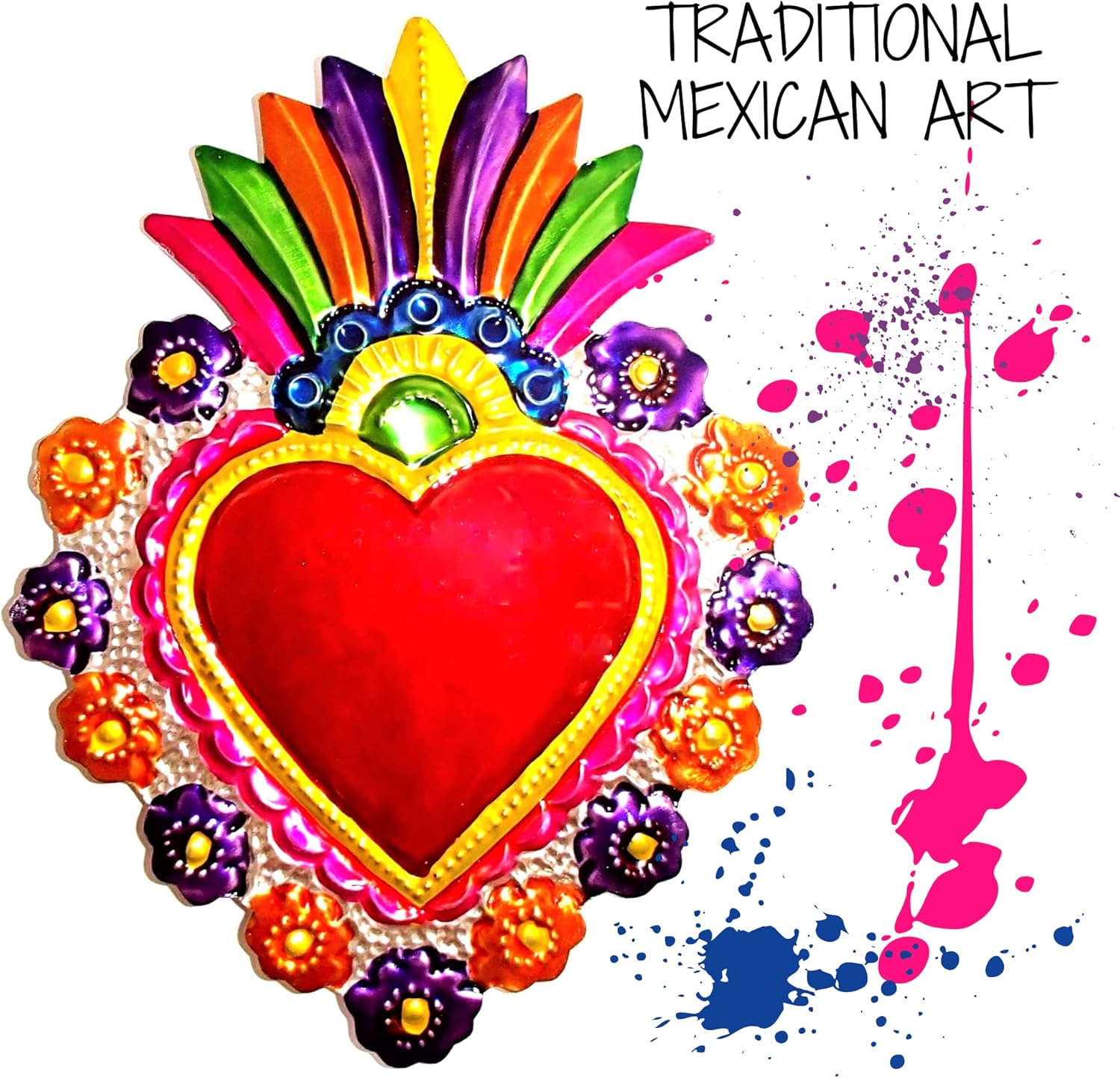 Mexican Hearts Milagros Mexicanos 5 Pieces Colorful Metal Charms Tin Folk Art Sacred Craft 6