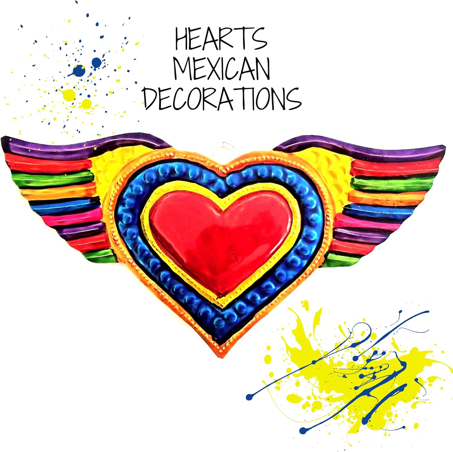 Mexican Hearts Milagros Mexicanos 5 Pieces Colorful Metal Charms Tin Folk Art Sacred Craft 6