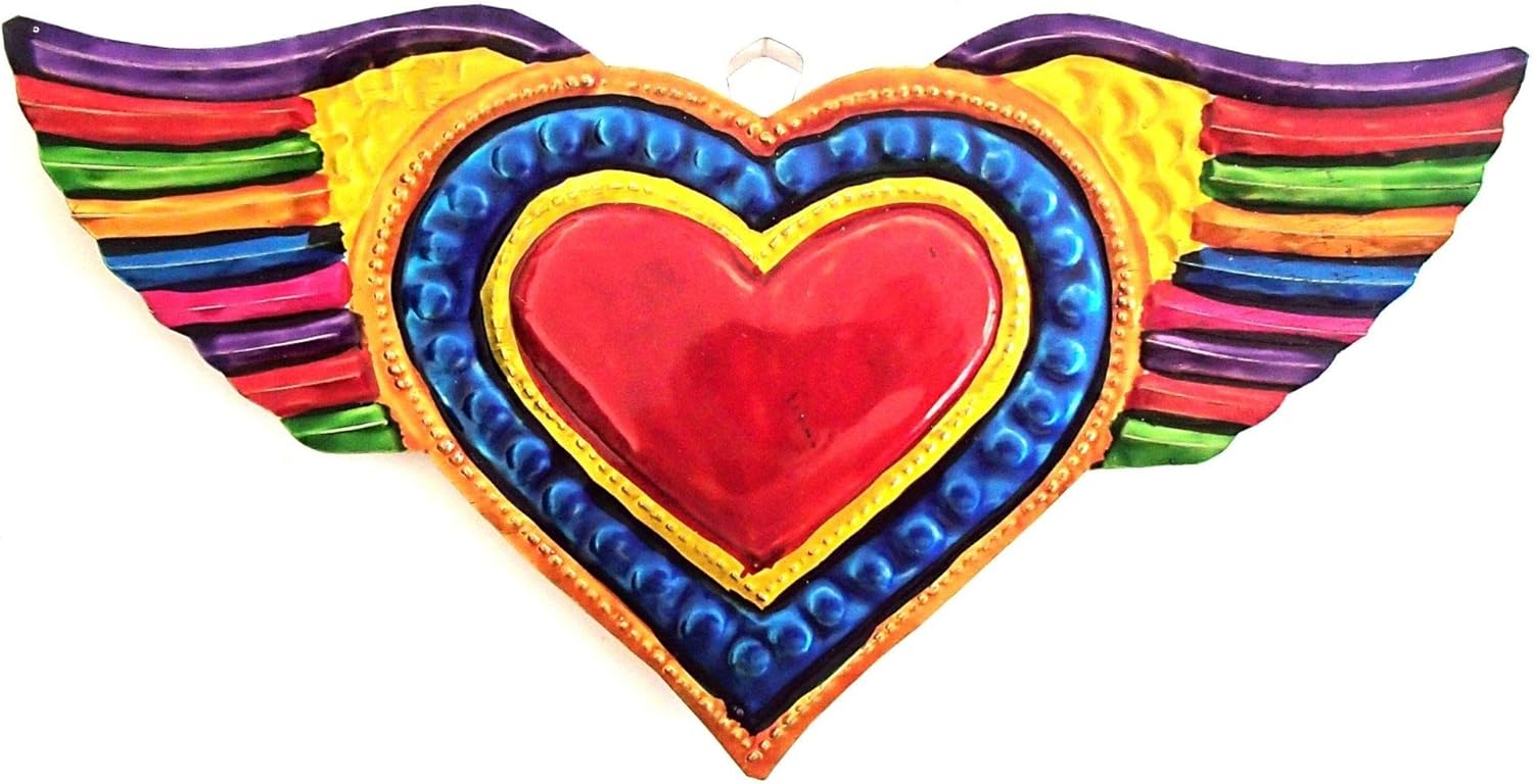 Mexican Hearts Milagros Mexicanos 5 Pieces Colorful Metal Charms Tin Folk Art Sacred Craft 6