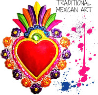 Mexican Hearts Milagros Mexicanos 5 Pieces Colorful Metal Charms Tin Folk Art Sacred Craft 6
