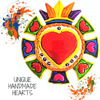 Mexican Hearts Milagros Mexicanos 5 Pieces Colorful Metal Charms Tin Folk Art Sacred Craft 6