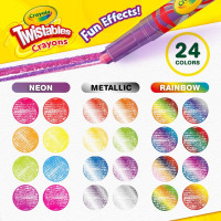 Crayola Twistables Crayons for Kids (24ct) Essential School Supplies for Girls & Boys, Toddler Coloring, Less Mess, Back to School Gifts for Kids 24 Count (Pack of 1) Straight Line