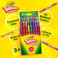 Crayola Twistables Crayons for Kids (24ct) Essential School Supplies for Girls & Boys, Toddler Coloring, Less Mess, Back to School Gifts for Kids 24 Count (Pack of 1) Straight Line
