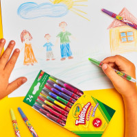 Crayola Twistables Crayons for Kids (24ct) Essential School Supplies for Girls & Boys, Toddler Coloring, Less Mess, Back to School Gifts for Kids 24 Count (Pack of 1) Straight Line