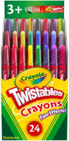 Crayola Twistables Crayons for Kids (24ct) Essential School Supplies for Girls & Boys, Toddler Coloring, Less Mess, Back to School Gifts for Kids 24 Count (Pack of 1) Straight Line