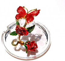LANTREE Fancy Glass Tea Cup with Lid Saucer Spoon Floral Coffee Mug Unique Christmas Gift Birthday Gift for Friend Female Mother-in-Low Daughter House Warming Gift(Tall Red): Kitchen & Dining
