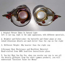 LANTREE Fancy Glass Tea Cup with Lid Saucer Spoon Floral Coffee Mug Unique Christmas Gift Birthday Gift for Friend Female Mother-in-Low Daughter House Warming Gift(Tall Red): Kitchen & Dining