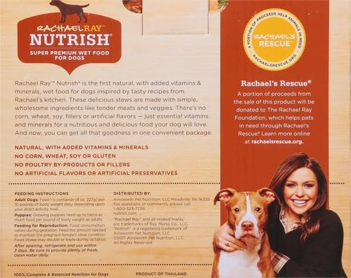 Nutrish Rachael Ray Premium Natural Wet Dog Food, Savory Favorites Variety Pack, 8 Ounce Tub (Pack of 6) Variety Pack 8 Ounce (Pack of 6)