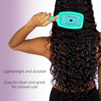 Curl Keeper Flexy Hair Brush, Turquoise - Detangling Hair Brush with Flexible Bristles for Shower Use, Combing Through Curls & Removing Tangles - Lightweight Hair Accessories for All Hair Type