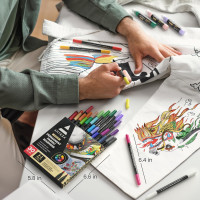ARTEZA Fabric Markers, Set of 30, Colored Permanent Textile Markers, Dual-Tip Pens for Coloring T-Shirts, Jeans, Jackets, Backpacks Multicolor 1 Count (Pack of 30)