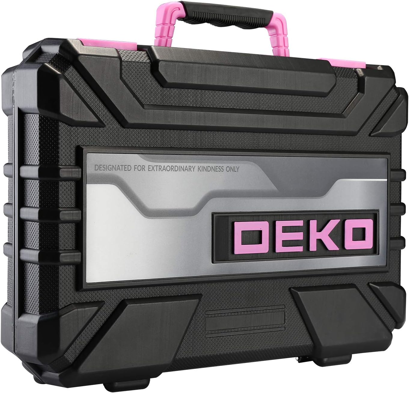 DEKOPRO Pink 98 Piece Tool Set,General Household Hand Tool Kit with Plastic Toolbox Storage Case