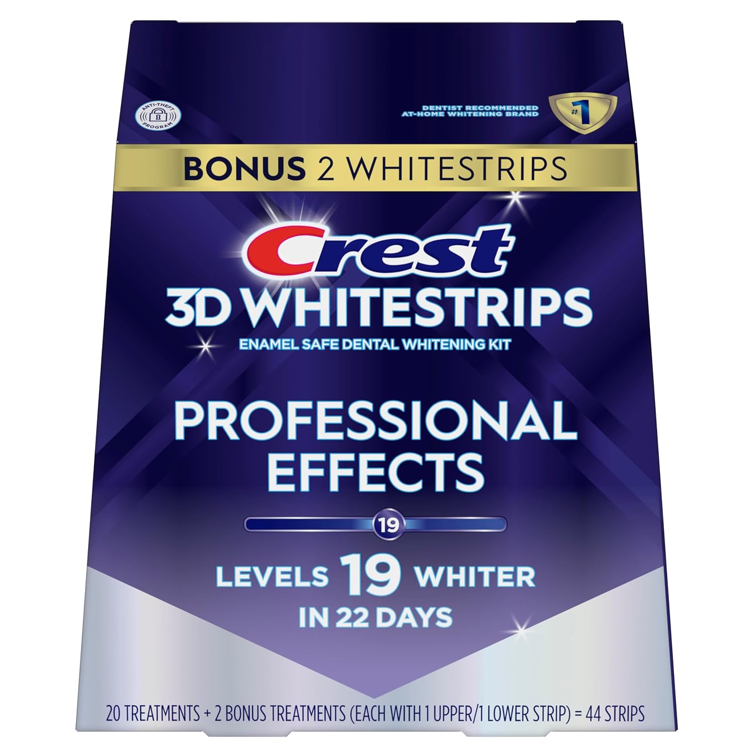 Crest 3D Whitestrips Professional Effects, Whitestrip 3D White, Teeth Whitening Strip Kit, 44 Strips (22 Count Pack), Crest Teeth Whitening Strips, Teeth Whitening Kit
