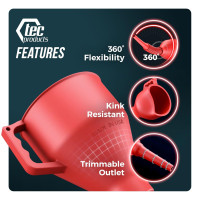 TEC Products FlexAll Long Flexible Funnels - Automotive Oil Funnel with Hose, Durable Nitrile Rubber for Oil Change, Transmission Funnel Fluid, Diesel, Fuel, Gas - Made in USA - Red (12 x 4 Inches) Red Small