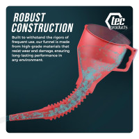 FlexAll Funnel - Long Flexible Funnel with Hose for Automotive Use - Durable Nitrile Rubber - Ideal for Car Oil Change, Transmission Fluid, Diesel, Fuel, Gas & More - Made in USA Red Small