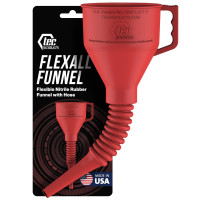 FlexAll Funnel - Long Flexible Funnel with Hose for Automotive Use - Durable Nitrile Rubber - Ideal for Car Oil Change, Transmission Fluid, Diesel, Fuel, Gas & More - Made in USA Red Small