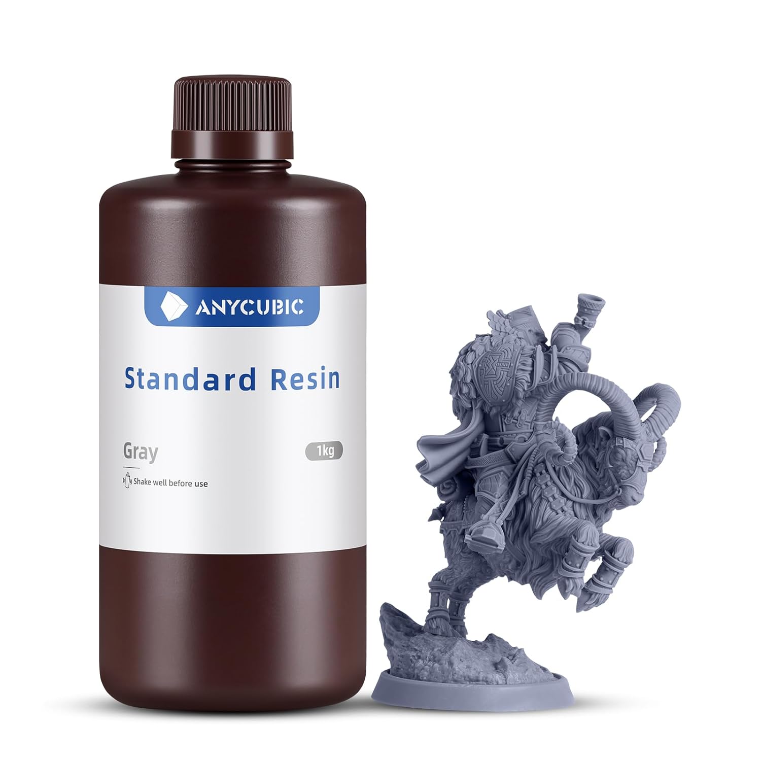 ANYCUBIC 3D Printer Resin, 405nm SLA UV-Curing Resin with High Precision and Quick Curing & Excellent Fluidity for LCD 3D Printing (Grey, 1kg) Grey 1kg