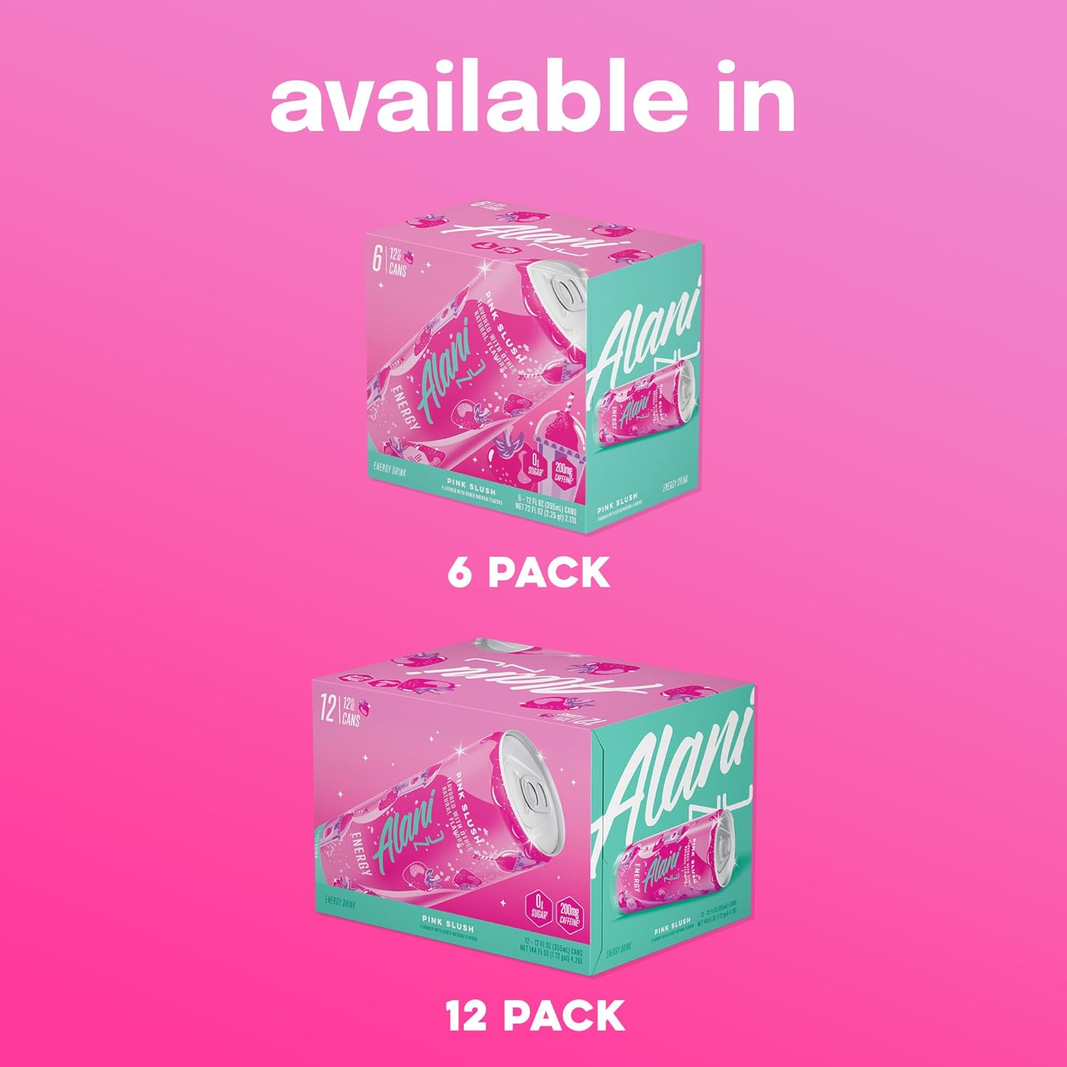 Alani Nu PINK SLUSH, Sugar Free, Low Calorie Energy Drinks, 200mg Caffeine, Biotin, B Vitamins, Zero Sugar, 10 Calories, 12 Fl Oz Cans, 12 Pack Pink Slush 12 Fl Oz (Pack of 12)