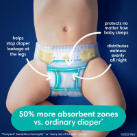 Pampers Overnight Diapers - Swaddlers Overnights - Size 6, 42 Count, Disposable Baby Diaper, Night Time Leak and Skin Protection Size 6 42