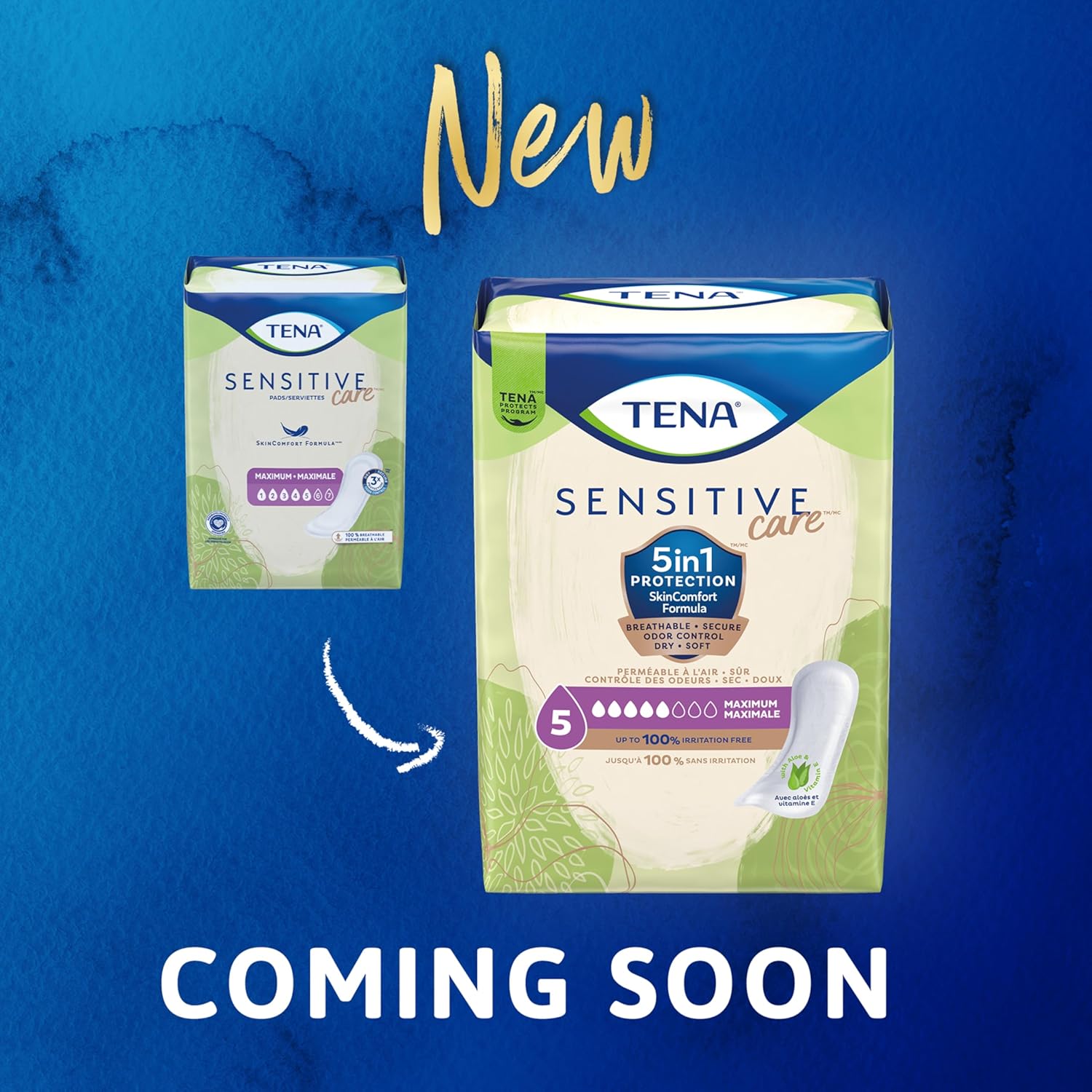 TENA Sensitive Care Maximum Absorbency Incontinence/Bladder Control Pad for Women, Regular Length, 56 Count Regular 56