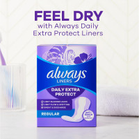 Always Daily Extra Protect Liners, Extra Long Length, Unscented Panty Liners, 368 Count (4 Packs of 92) Extra Long 368.0