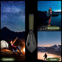 iunio Hiking Trowel, Camping, Backpacking, Portable Shovel, Multitool, Ultralight Camp Tool, with Carrying Pouch, for Gardening, Outdoor, Survival Black