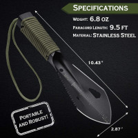 iunio Hiking Trowel, Camping, Backpacking, Portable Shovel, Multitool, Ultralight Camp Tool, with Carrying Pouch, for Gardening, Outdoor, Survival Black