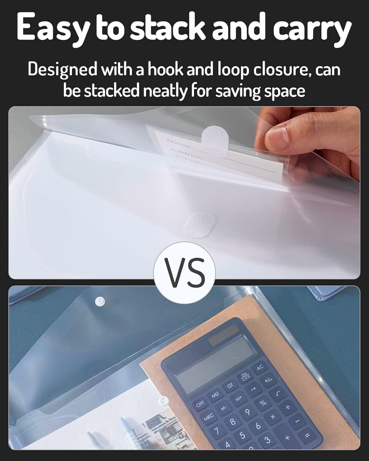 Forvencer Binder Pocket, 10 Pack Super Heavyweight Plastic Folders with Tight Closure, Folders with Pockets Side Loading, Binder Organizer, Binder Dividers with Pockets, Letter Size, Clear