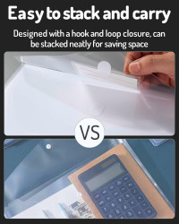 Forvencer Binder Pocket, 10 Pack Super Heavyweight Plastic Folders with Tight Closure, Folders with Pockets Side Loading, Binder Organizer, Binder Dividers with Pockets, Letter Size, Clear