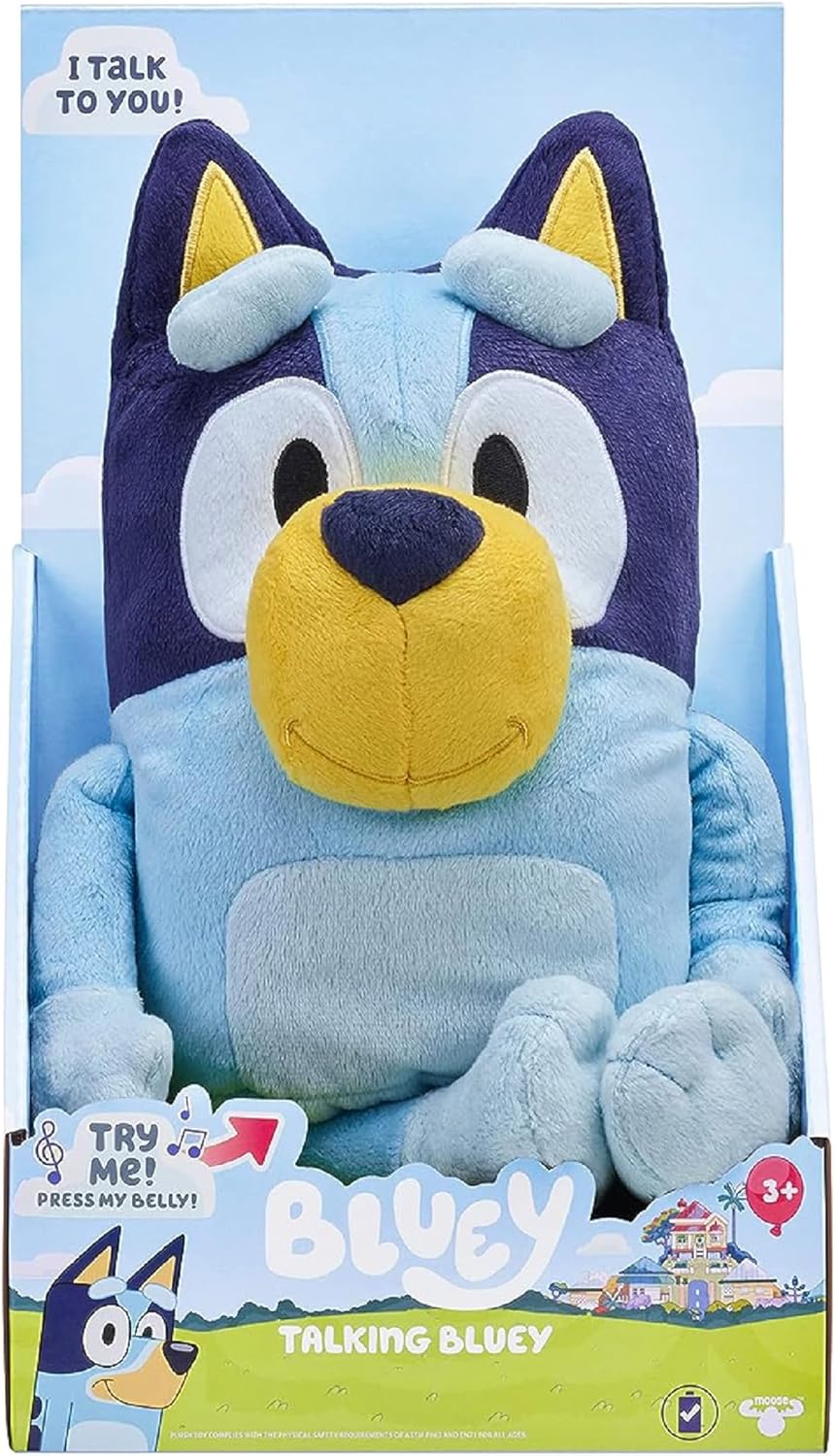 Bluey Talking Plush Toy, 13” Bluey Toys Plush Stuffed Animal, Singing Dog Toys for Kids with 9 Different Phrases, Musical Talk Back Toy Gift for Kids