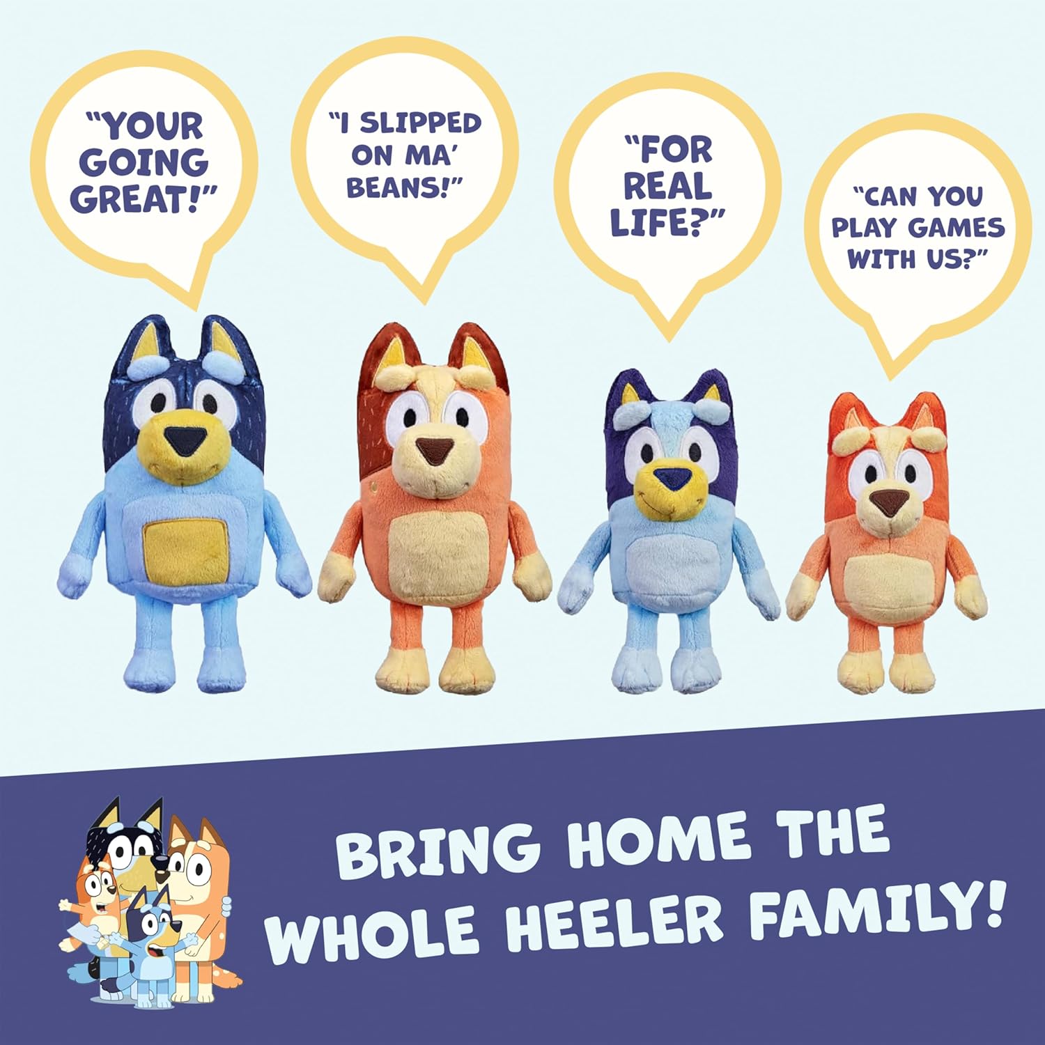 Bluey Talking Plush Toy, 13” Bluey Toys Plush Stuffed Animal, Singing Dog Toys for Kids with 9 Different Phrases, Musical Talk Back Toy Gift for Kids