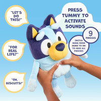 Bluey Talking Plush Toy, 13” Bluey Toys Plush Stuffed Animal, Singing Dog Toys for Kids with 9 Different Phrases, Musical Talk Back Toy Gift for Kids