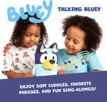 Bluey Talking Plush Toy, 13” Bluey Toys Plush Stuffed Animal, Singing Dog Toys for Kids with 9 Different Phrases, Musical Talk Back Toy Gift for Kids