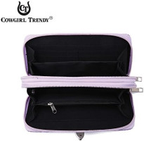 Western Style Camouflage Purse Concho Buckle Tooled Floral Country Studs Crossbody Women Handbag Shoulder Bag Wallet Set Purple Set