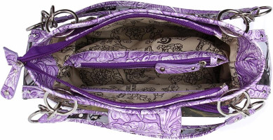 Western Style Camouflage Purse Concho Buckle Tooled Floral Country Studs Crossbody Women Handbag Shoulder Bag Wallet Set Purple Set