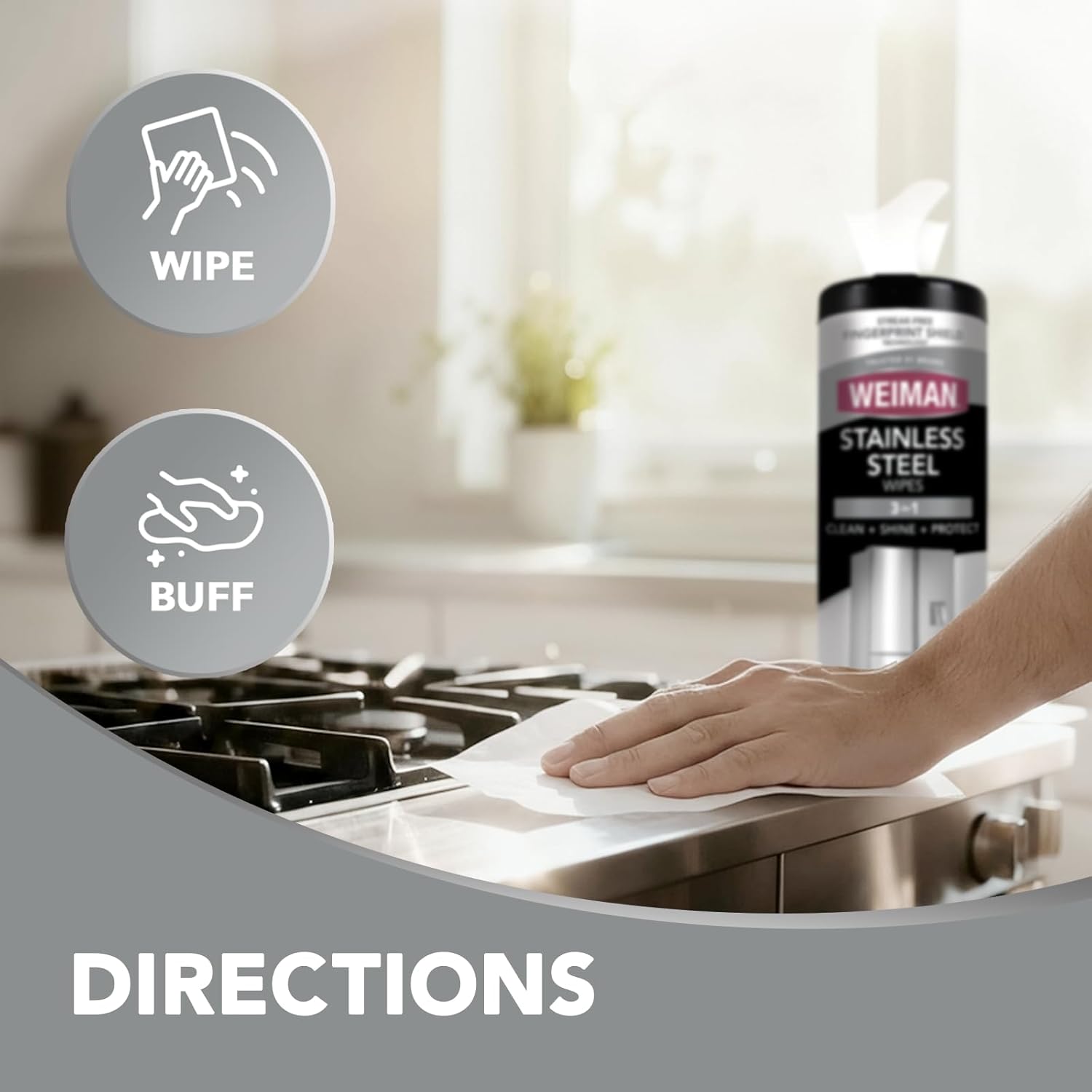 Weiman Stainless Steel Cleaner and Polish Wipes Bundle with Microfiber Cloth-Removes Fingerprints, Water Marks and Grease from Appliances - Works Great on Refrigerators, Ovens, and Grills 30 Count (Pack of 2)