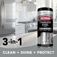 Weiman Stainless Steel Cleaner and Polish Wipes Bundle with Microfiber Cloth-Removes Fingerprints, Water Marks and Grease from Appliances - Works Great on Refrigerators, Ovens, and Grills 30 Count (Pack of 2)