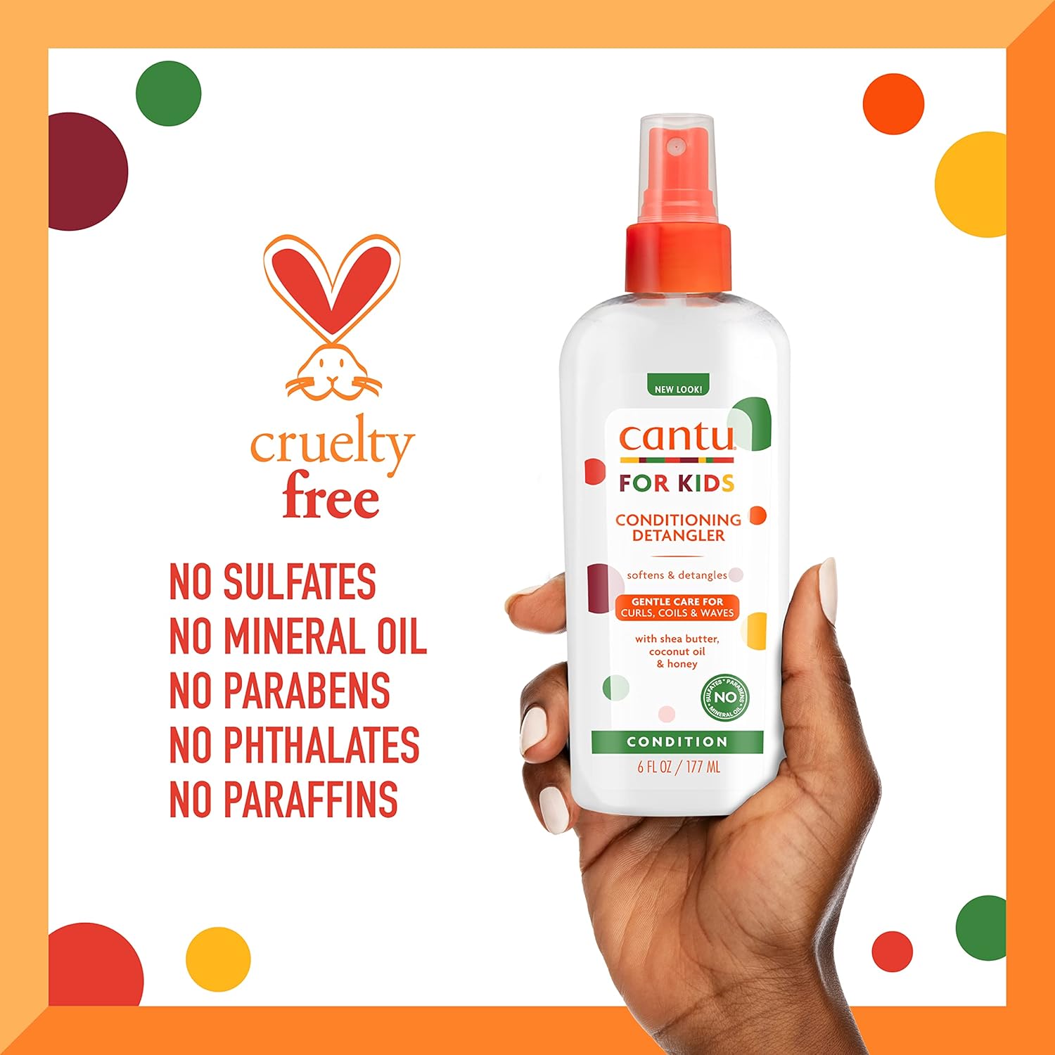Cantu Care for Kids Paraben & Sulfate-free Conditioning Detangler with Shea Butter, 6 fl oz (Pack of 3) Kids Conditioning Detangler 6 Fl Oz (Pack of 3)
