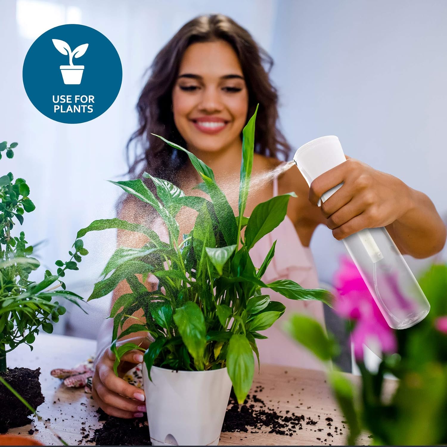 BeautifyBeauties Hair Spray Bottle – Ultra Fine Continuous Water Mister for Hairstyling, Cleaning, Plants, Misting & Skin Care (Orange)