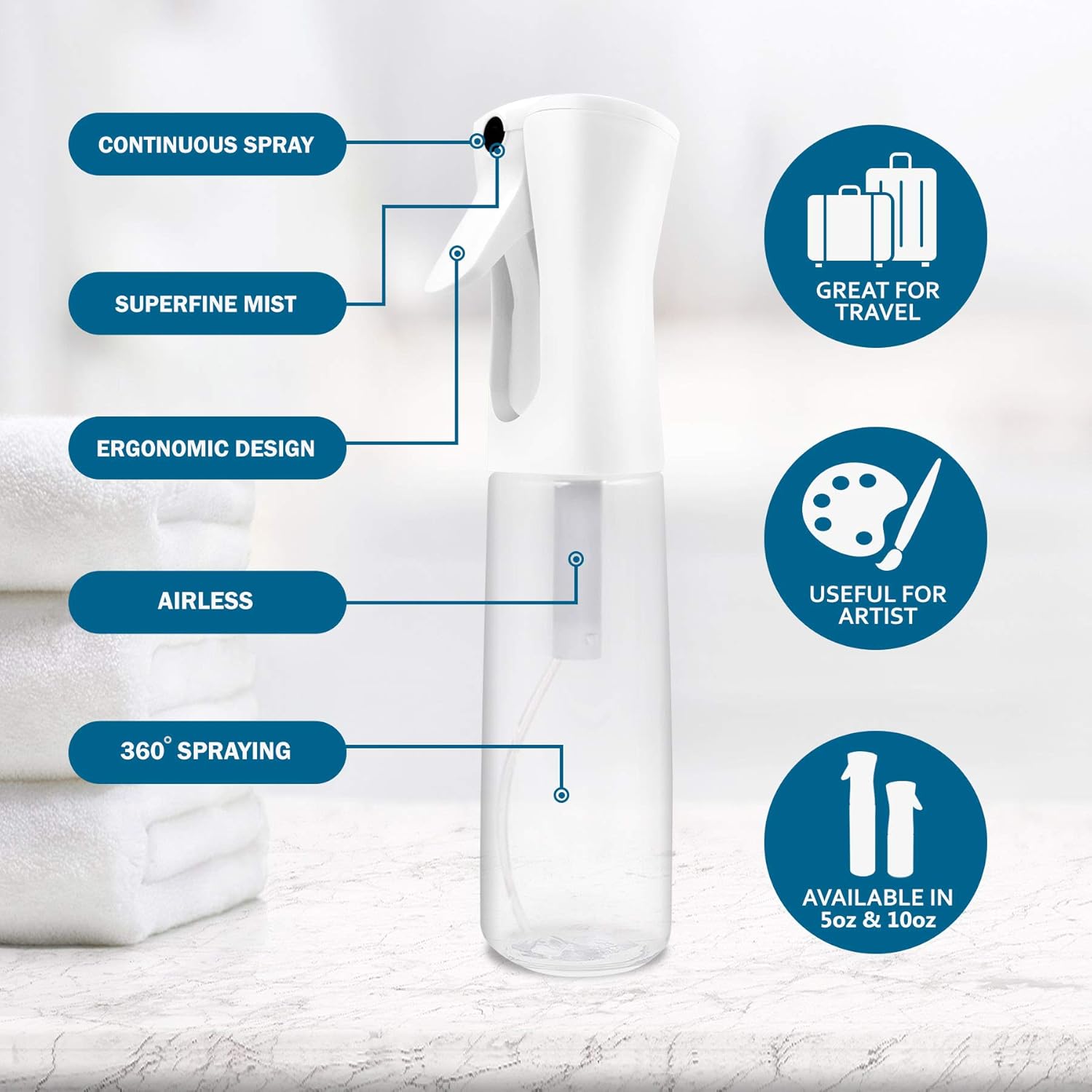 BeautifyBeauties Hair Spray Bottle – Ultra Fine Continuous Water Mister for Hairstyling, Cleaning, Plants, Misting & Skin Care (Orange)