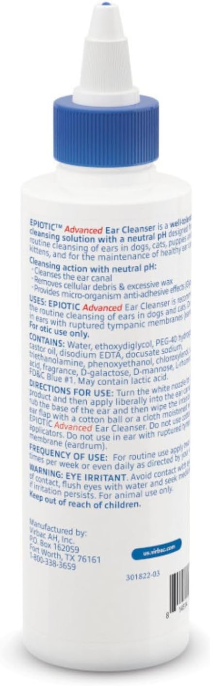 Virbac Epi-Otic Advanced Ear Cleanser for Dogs & Cats, 8 oz