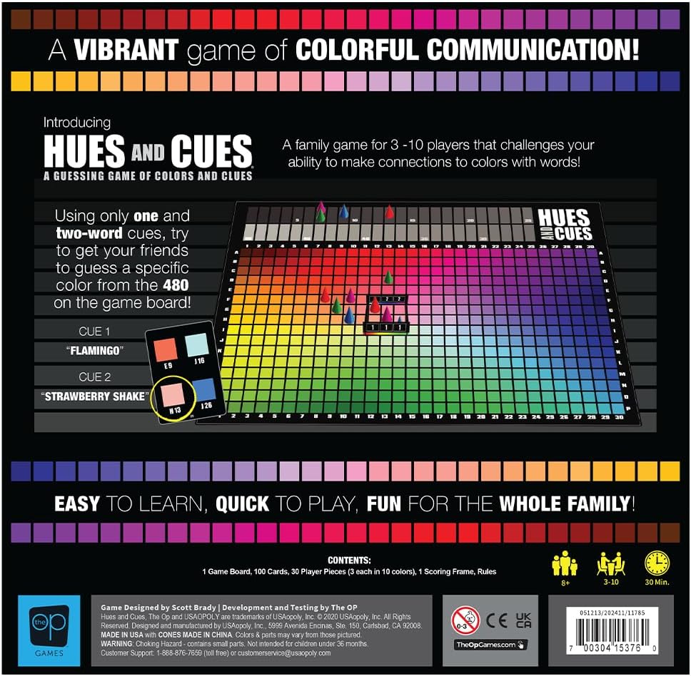 HUES and CUES - Vibrant Color Guessing Board Game for 3-10 Players Ages 8+, Connect Clues and Guess from 480 Color Squares Board Games
