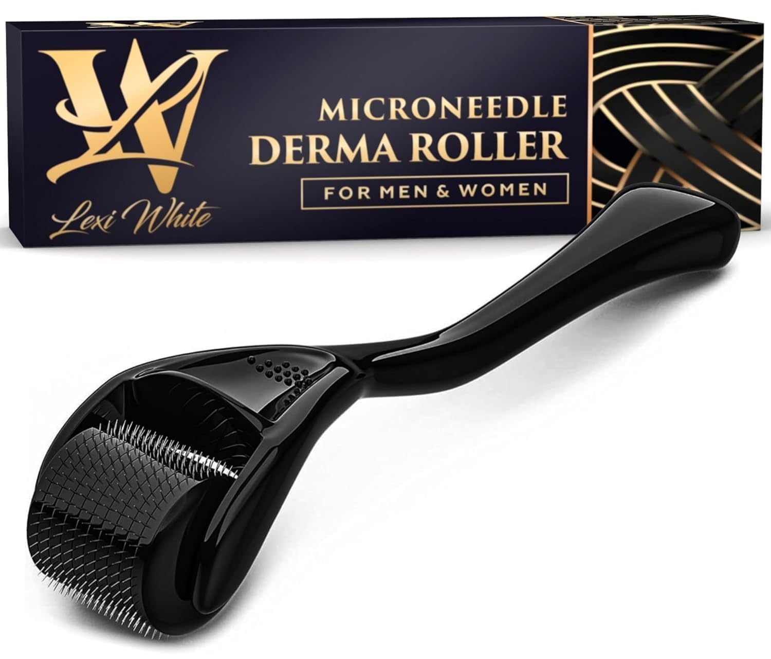 Derma Roller for Skin, Hair & Beard – Women and Men Titanium Microneedling Roller for Face & Scalp, Safe & Easy to Use 0.25mm Black