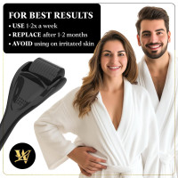 Derma Roller for Skin, Hair & Beard – Women and Men Titanium Microneedling Roller for Face & Scalp, Safe & Easy to Use 0.25mm Black