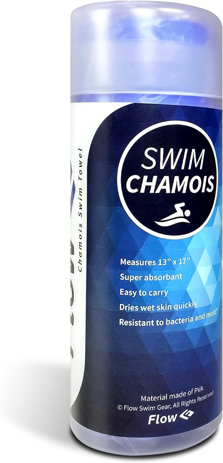 Flow Swim Chamois - Quick Dry Towel for Swimming, Diving, Triathlons, and Other Water Sports (Blue)