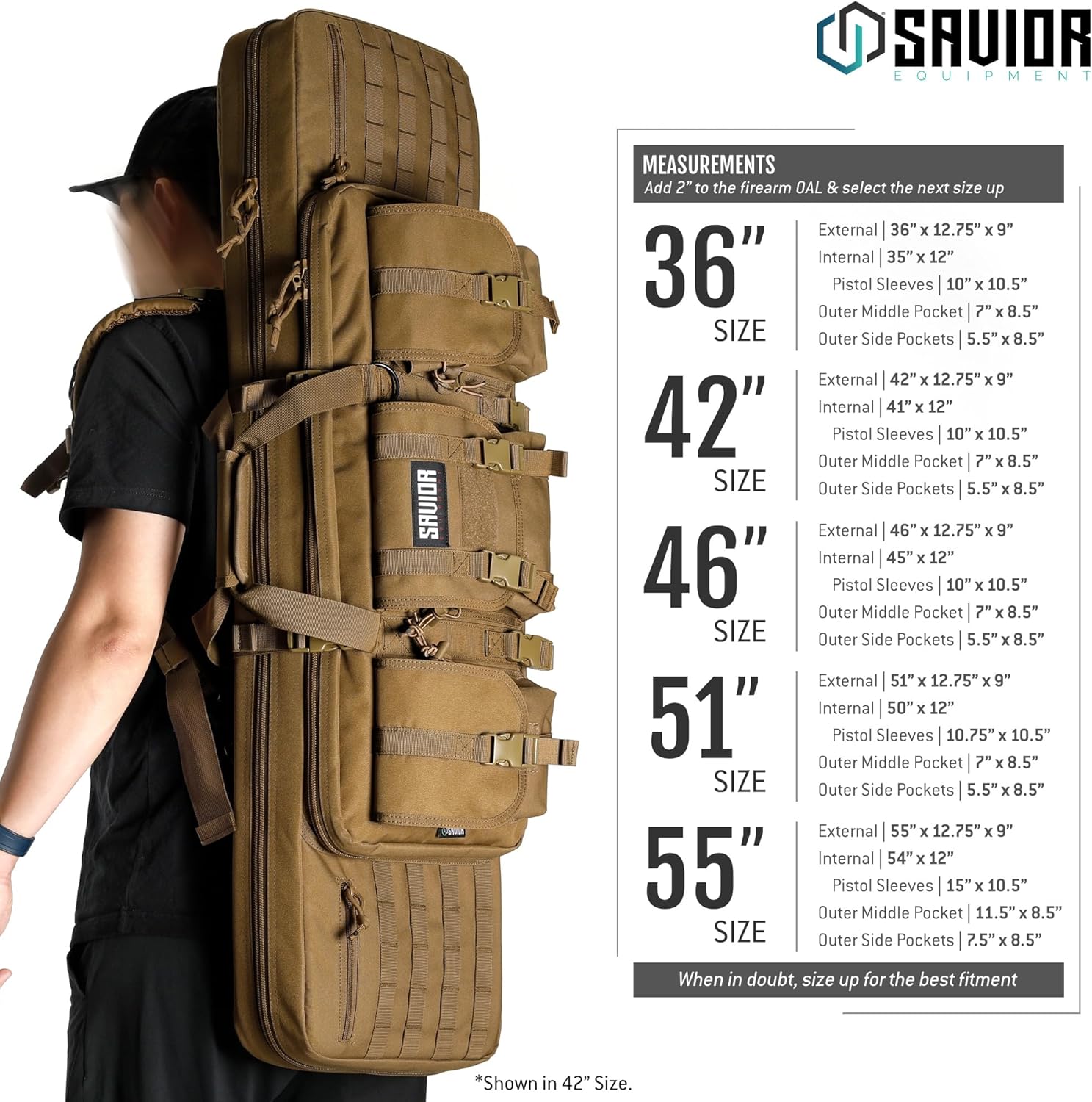 Savior Equipment American Classic Tactical Double Long Gun Bag Pistol Transportation Case w/Backpack Strap, Lockable Compartment, Available Length in 36