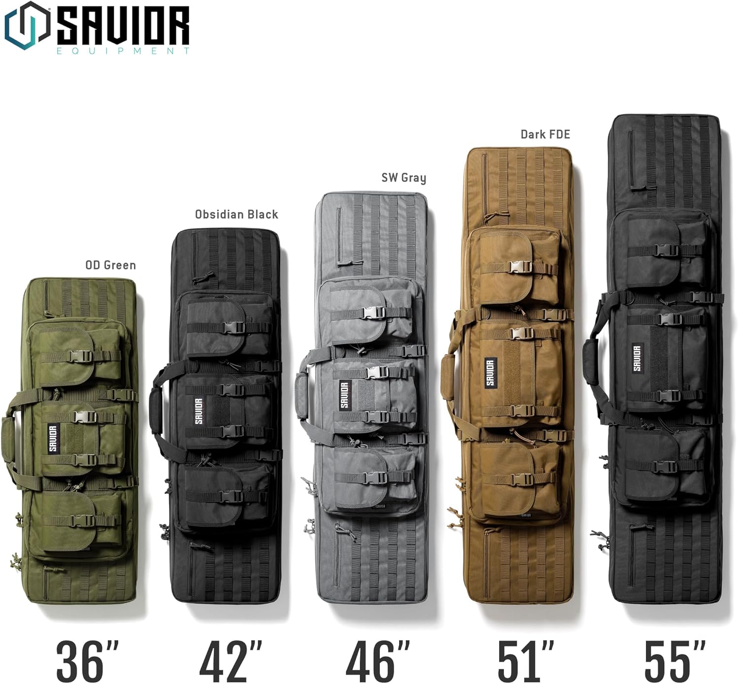 Savior Equipment American Classic Tactical Double Long Gun Bag Pistol Transportation Case w/Backpack Strap, Lockable Compartment, Available Length in 36