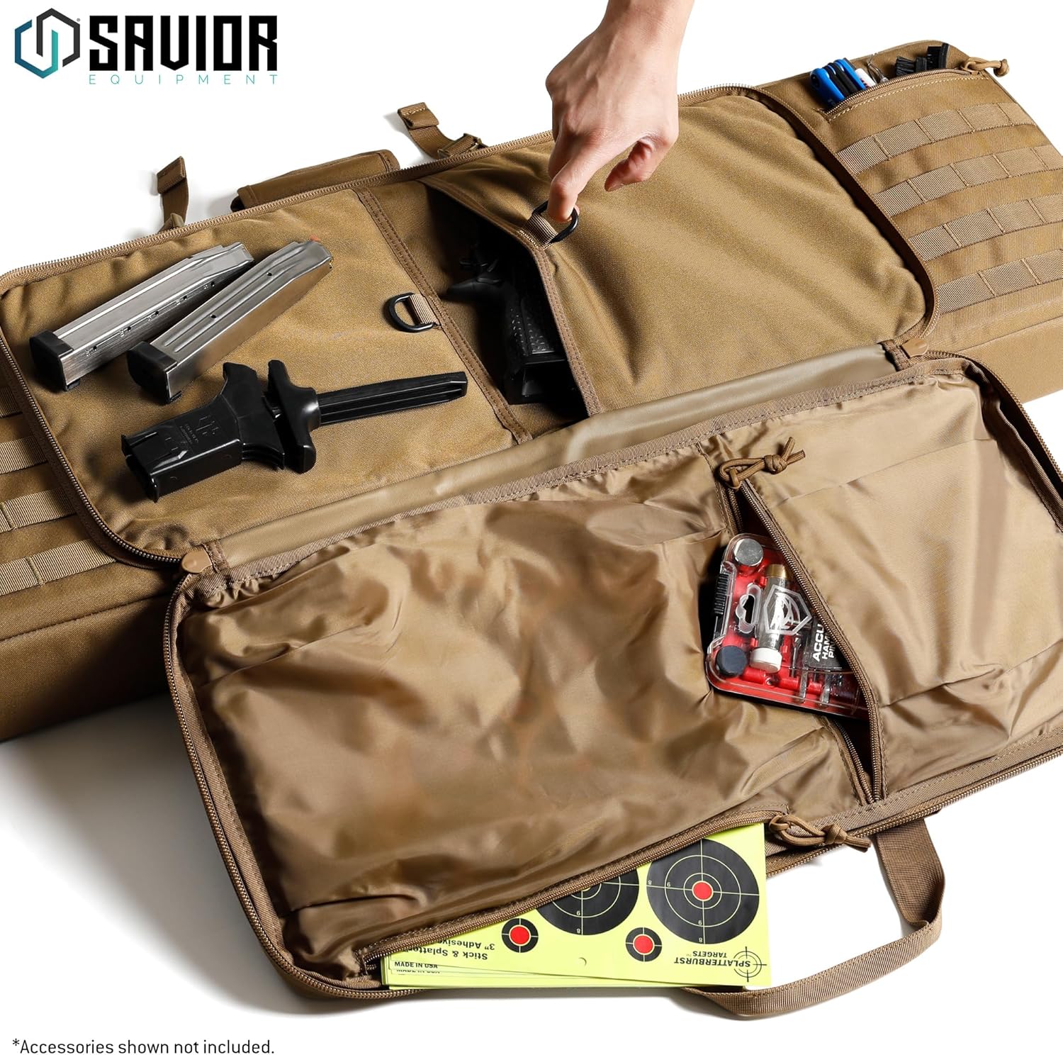 Savior Equipment American Classic Tactical Double Long Gun Bag Pistol Transportation Case w/Backpack Strap, Lockable Compartment, Available Length in 36