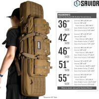 Savior Equipment American Classic Tactical Double Long Gun Bag Pistol Transportation Case w/Backpack Strap, Lockable Compartment, Available Length in 36